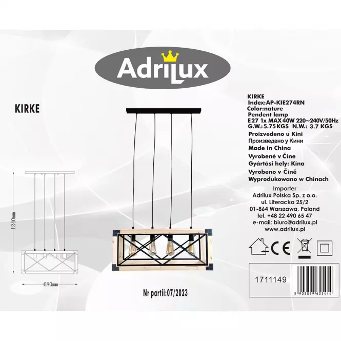 Luster Kirke AP-KIE274RN LW3,4