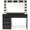 Toaletný stolík Hollywood XL čierny + LED