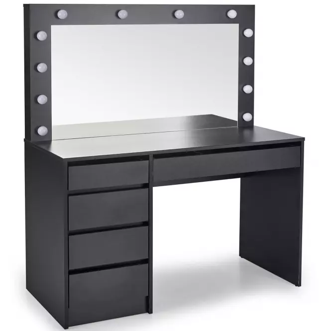 Toaletný stolík Hollywood XL čierny + LED