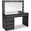 Toaletný stolík Hollywood XL čierny + LED,2