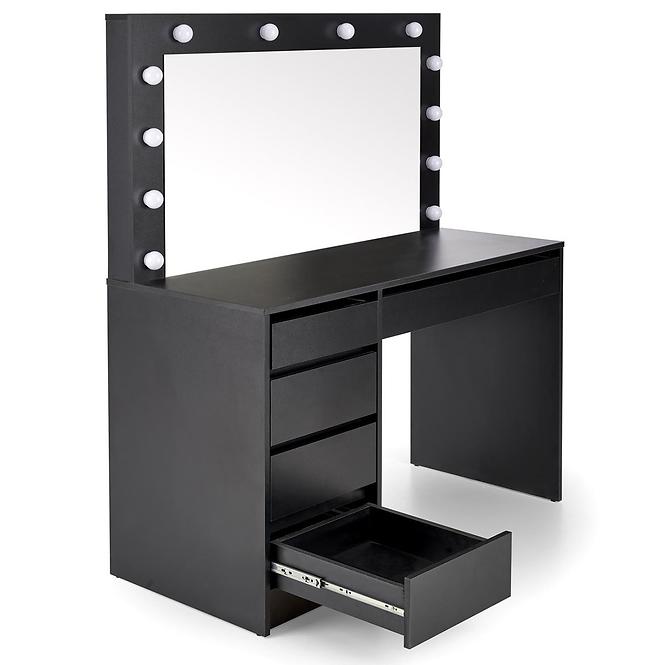Toaletný stolík Hollywood XL čierny + LED