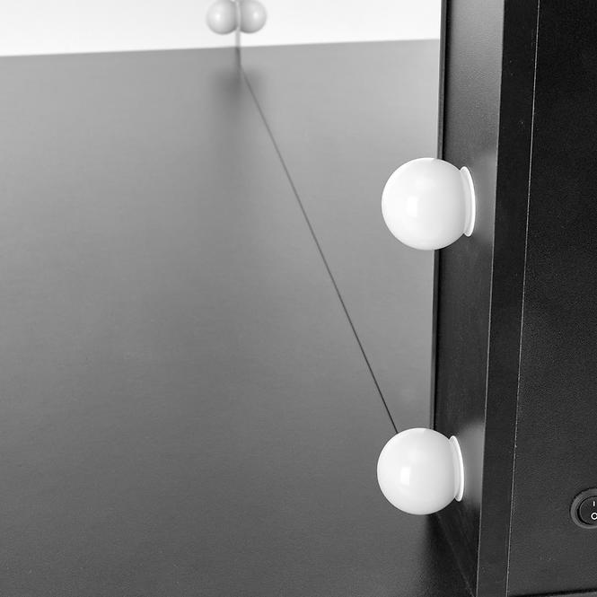 Toaletný stolík Hollywood XL čierny + LED,11