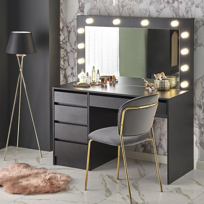 Toaletný stolík Hollywood XL čierny + LED,12