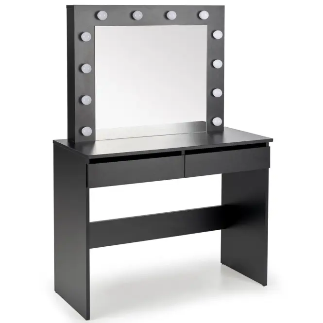 Toaletný stolík Hollywood čierny + LED,2