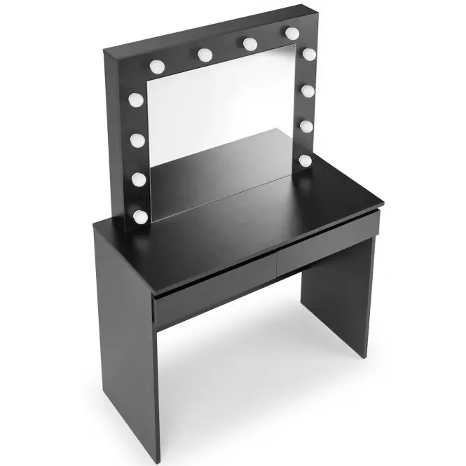 Toaletný stolík Hollywood čierny + LED