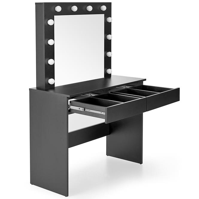 Toaletný stolík Hollywood čierny + LED,4