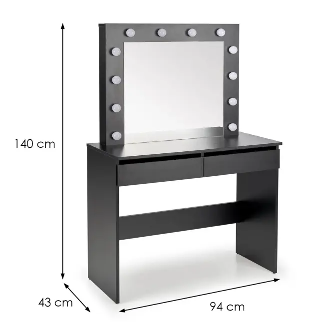 Toaletný stolík Hollywood čierny + LED,6