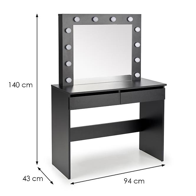 Toaletný stolík Hollywood čierny + LED,6