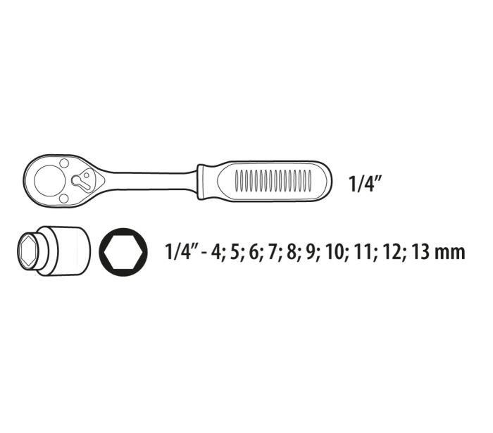 Topex Zásuvkové Kľúče  1/4