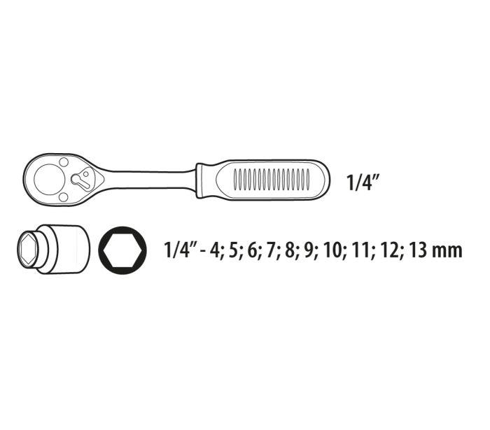 Topex Zásuvkové Kľúče  1/4", 11 KS. 38D650,2