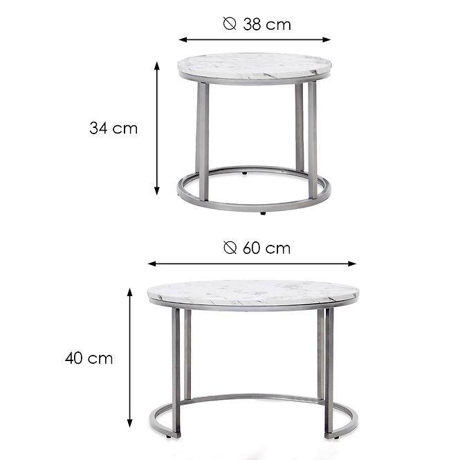Konferenčný stolík Paola biela mramor/strieborný 38/60
