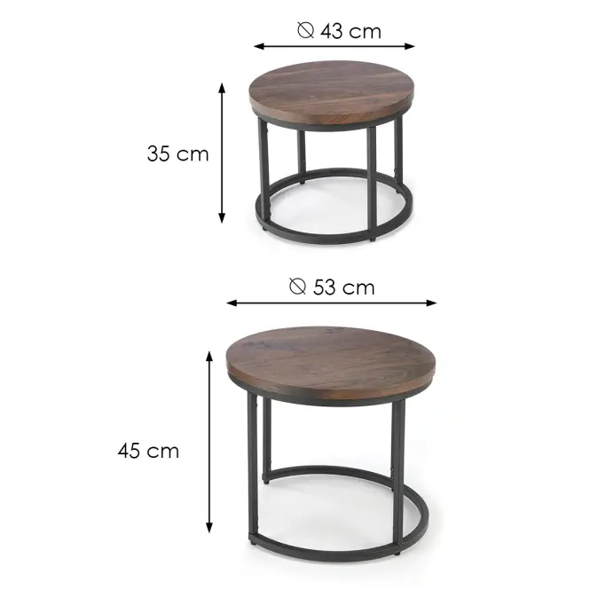 Konferenčný stolík Oreo orech/čierna 43/53,6
