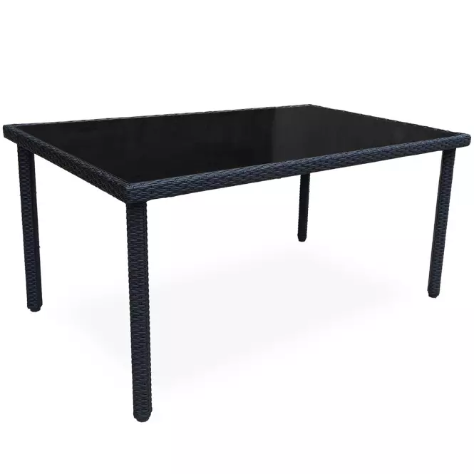 Stôl technorattan Dandy čierny 150x90 cm