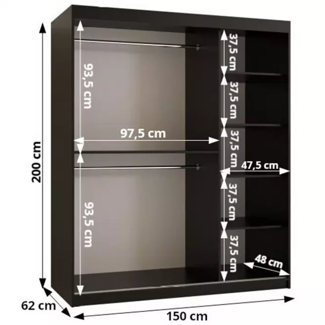 Skriňa Amiro 1 150 biely/čierny