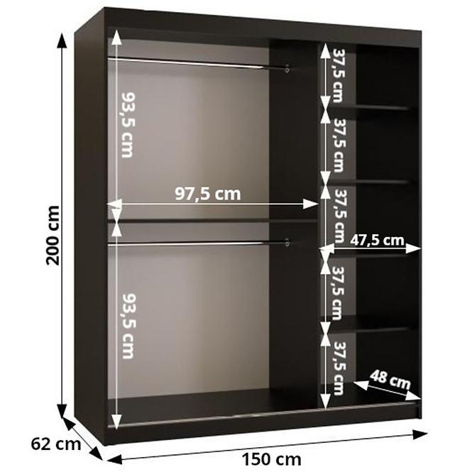Skriňa Amiro 1 150 biely/čierny