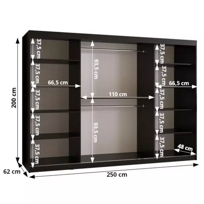 Skriňa Amiro 1 250 biely/čierny
