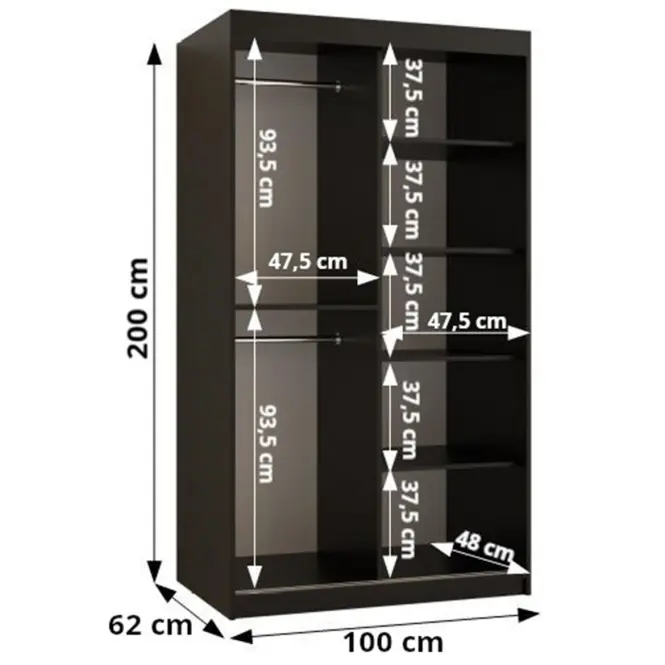 Skriňa Amiro 1 100 čierna/čierna,2