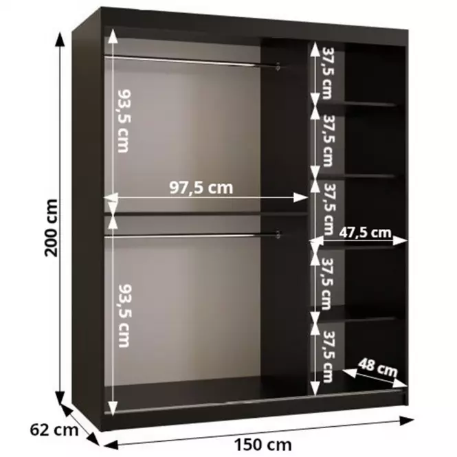 Skriňa Amiro 1 150 čierny/čierny