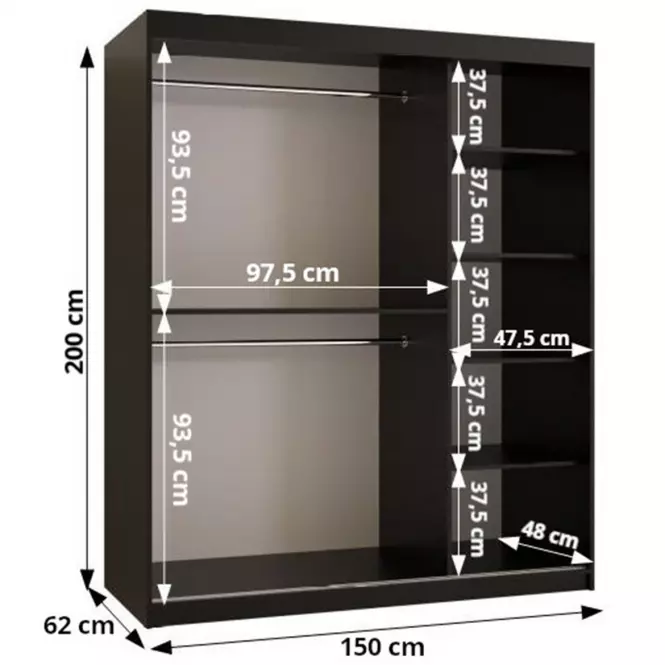 Skriňa Amiro 1 150 čierny/biely