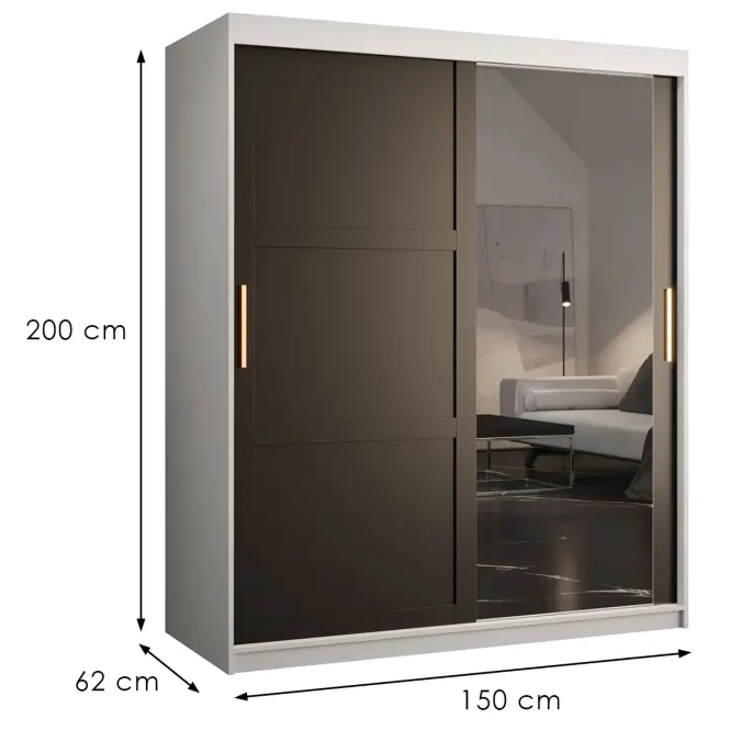 Skriňa Amiro 2 150 biely/čierny,2
