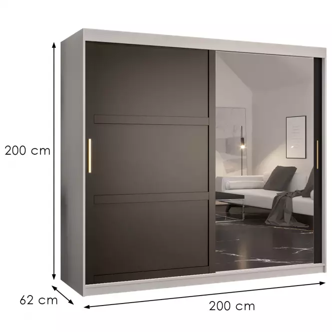 Skriňa Amiro 2 200 biely/čierny