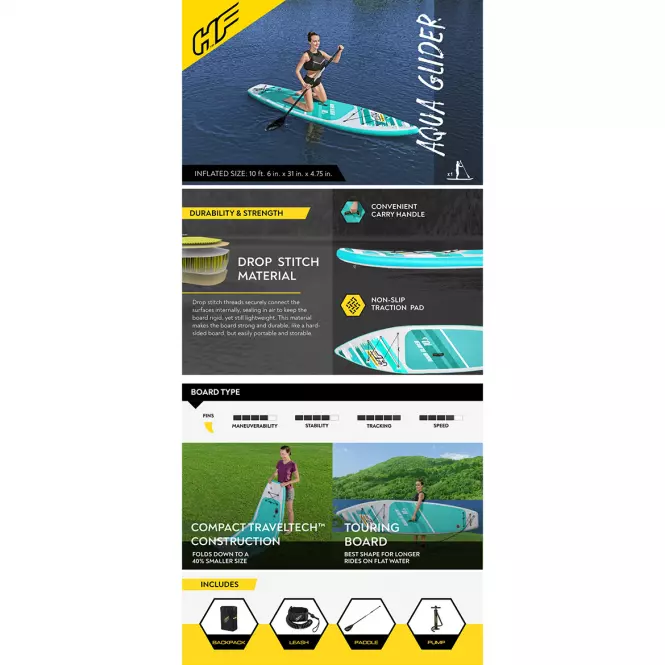 Nafukovací paddleboard SUP AQUA GLIDER SET HYDRO-FORCE 65347