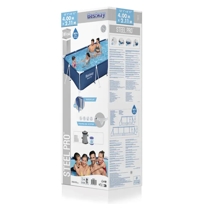 Bazén s rámom obdĺžnikový s filtráciou 4x2,11x0,81 m 56424,7