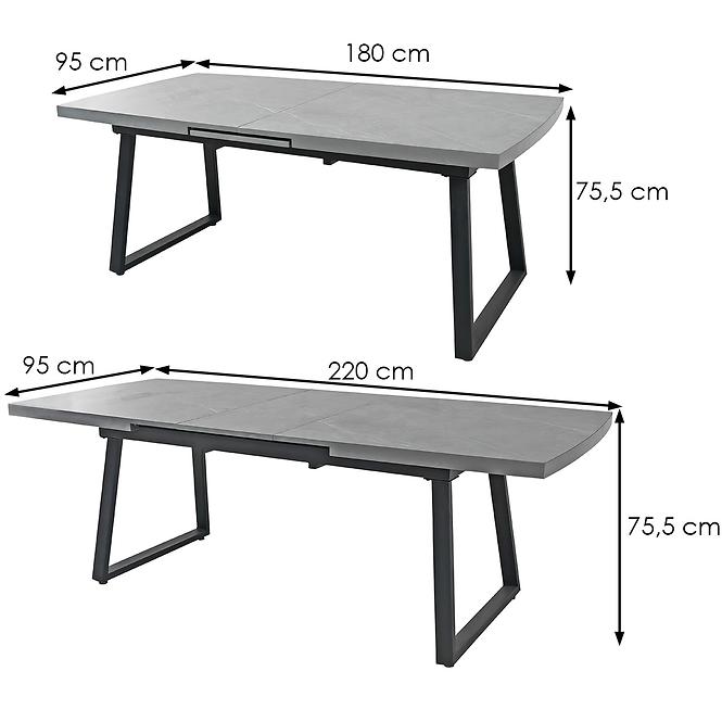 Stôl Luton 80094DP sivý mramor/čierna