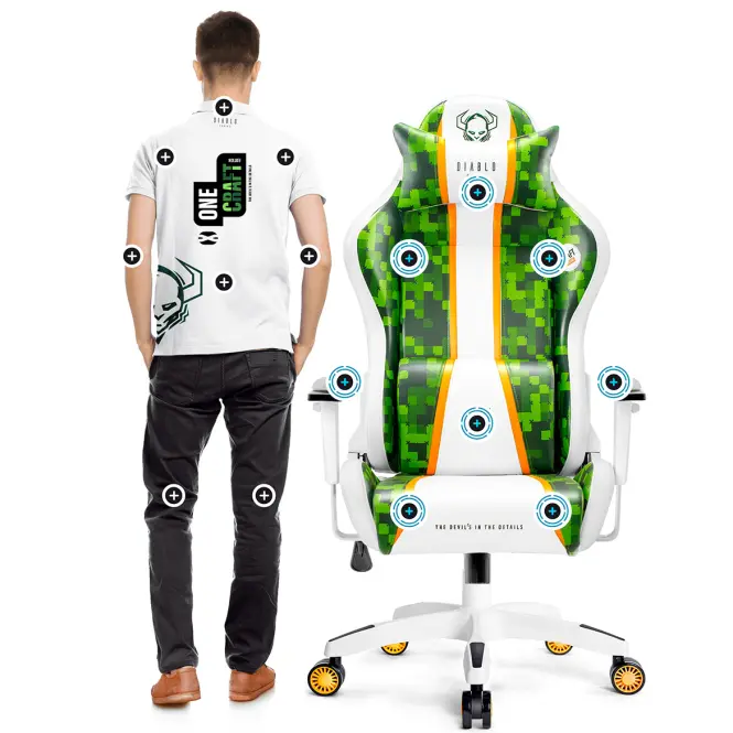 Otočné kreslo Normal Diablo X-One 2.0 biely/zelená,9