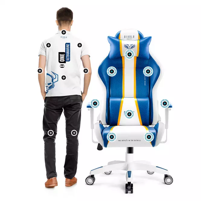 Otočné kreslo King Diablo X-One 2.0 aqua blue,4