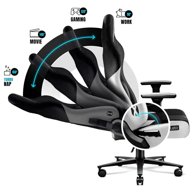 Otočné kreslo King  Diablo X-Player 2.0 biely/čierna,7