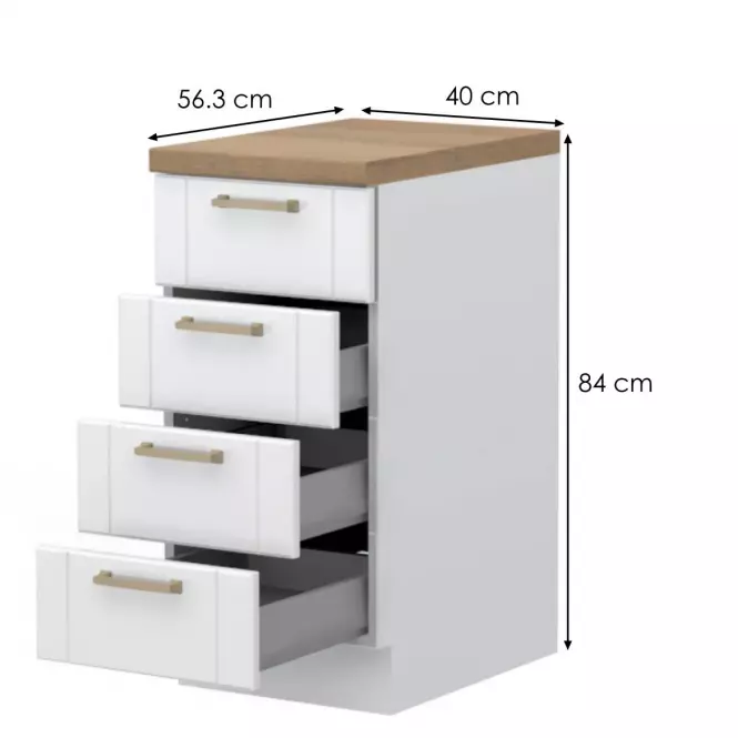 Kuchynská skrinka Tara R-40-4mbox/4 4s white mat