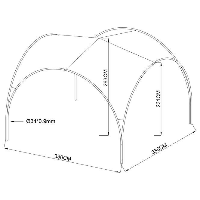 Záhradný pavilón 3,3x3,3 m béžová