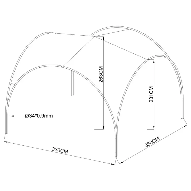 Záhradný pavilón 3,3x3,3 m béžová,2