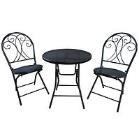 Súprava záhradného nábytku stôl + 2 stoličky 101106 čierna