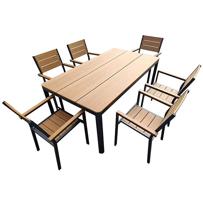 Hliníkový stôl s doskou z polywoodu 180 x 100 x 74 cm hnedá