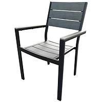 Záhradná stolička v sivej farbe vyrobená z hliníka
