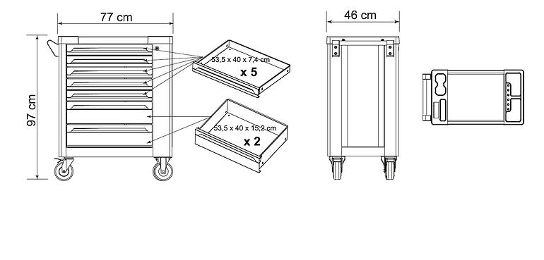 Waart Skrinka na náradie 770x460x800 mm,3