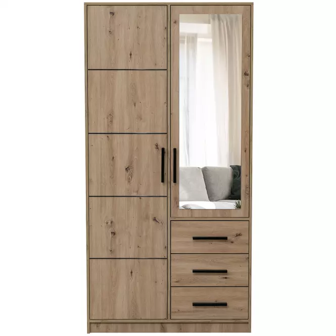 Skriňa Kos D2 dub artisan/zrkadlo,3