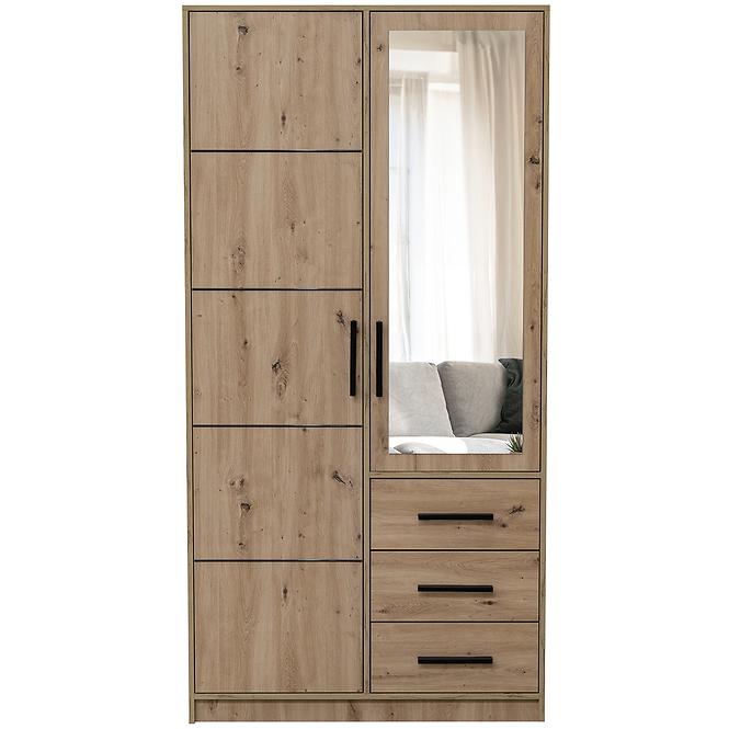 Skriňa Kos D2 dub artisan/zrkadlo,3