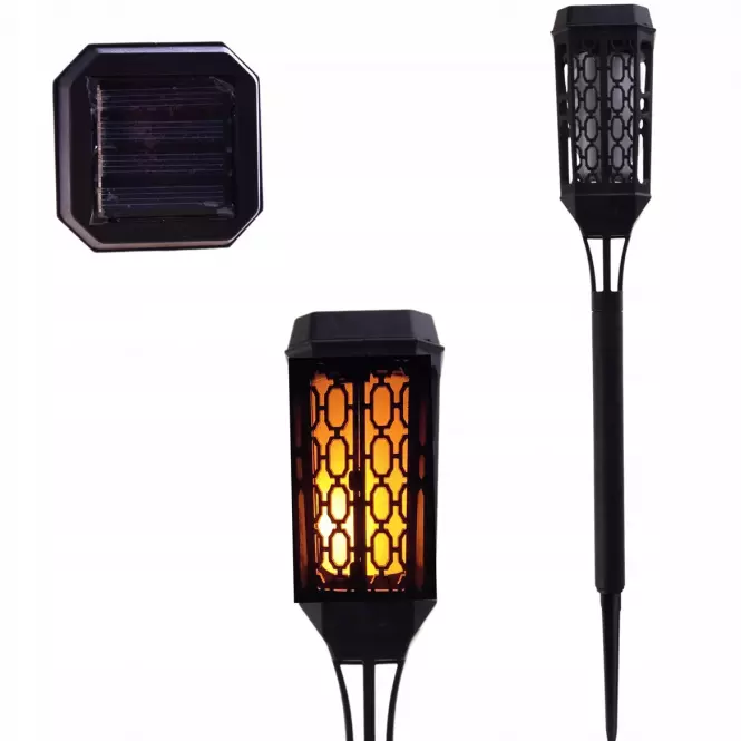 Solárna lampa 46810 Flame čierna
