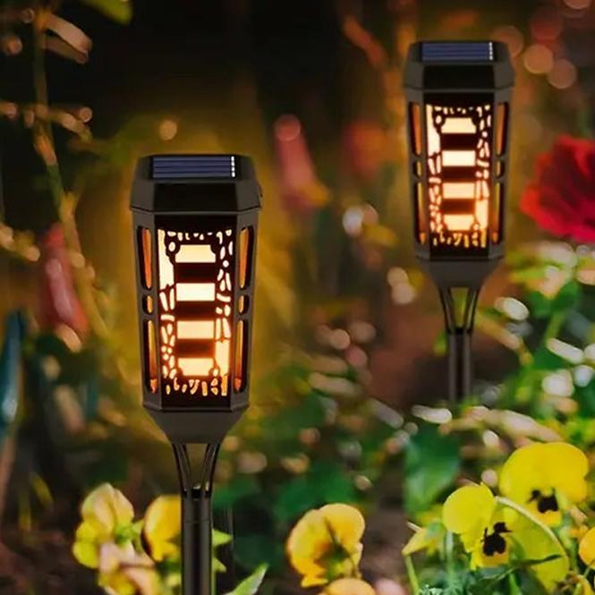 Solárna lampa 46810 Flame čierna