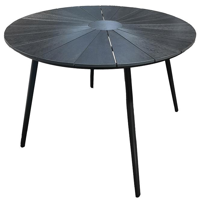 Okrúhly záhradný stôl Parker čierny s vrchnou doskou z polywoodu 120cm