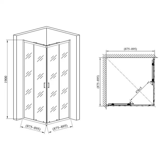 Sprchový kút Point 90x90x190 black,8