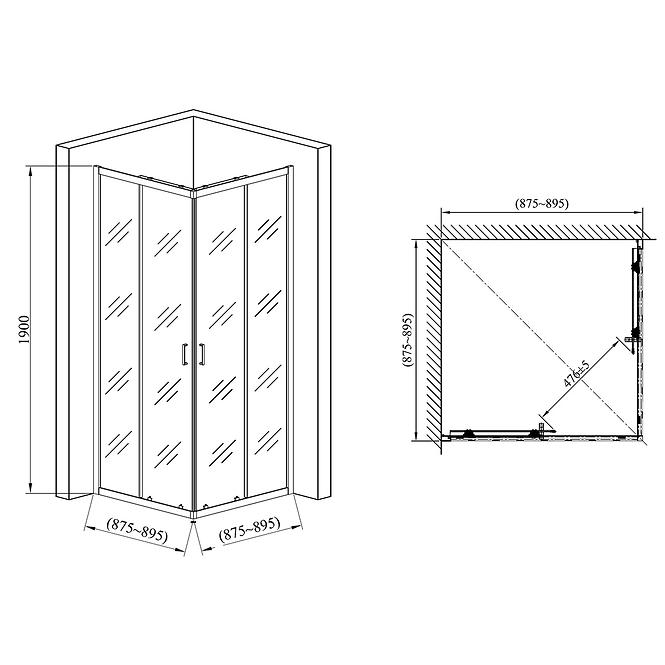 Sprchový kút Point 90x90x190 black,8