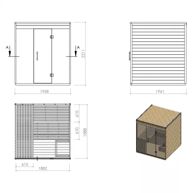 Vonkajšia sauna s presklením,4