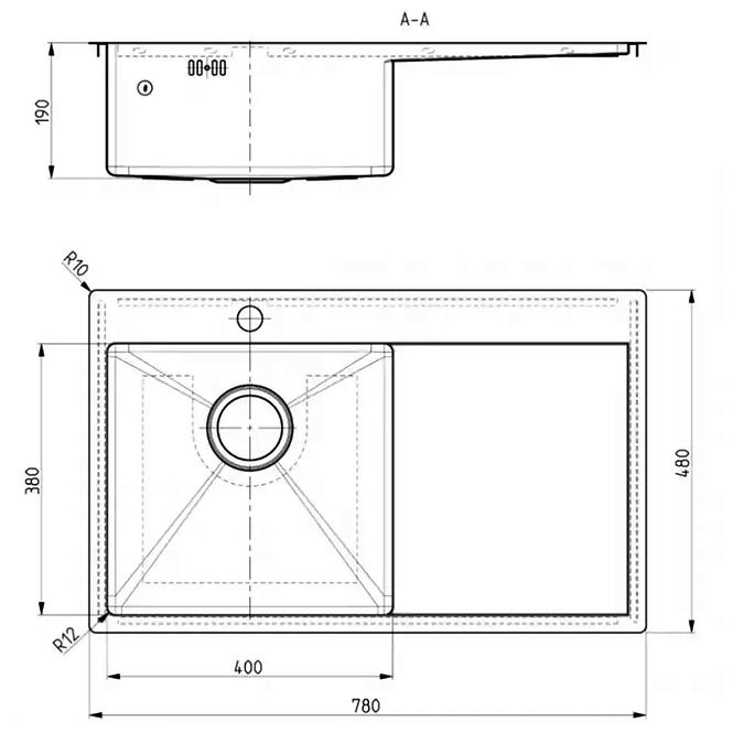 Drez Nil 1-komorový 780x480x190 odkvapkávač + sifón,2