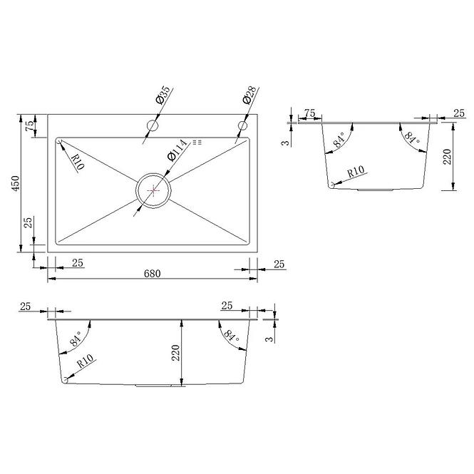 Drez Tango 1-komorový 680x450x220 sifón