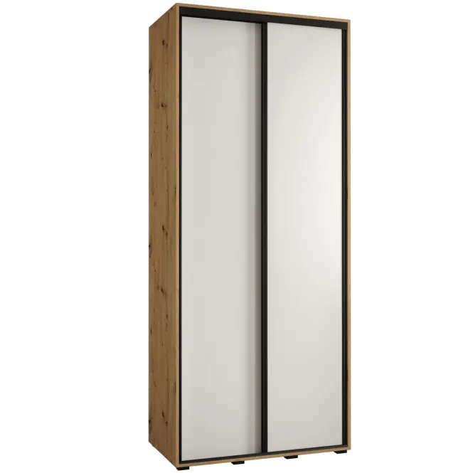 Skriňa s posuvnými dverami Canaris 1 100 cm – artisan/biela/čierna, dvojdverová