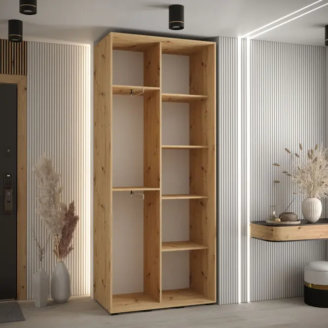 Skriňa s posuvnými dverami Canaris 1 100 cm – artisan/biela/strieborná, dvojdverová,3